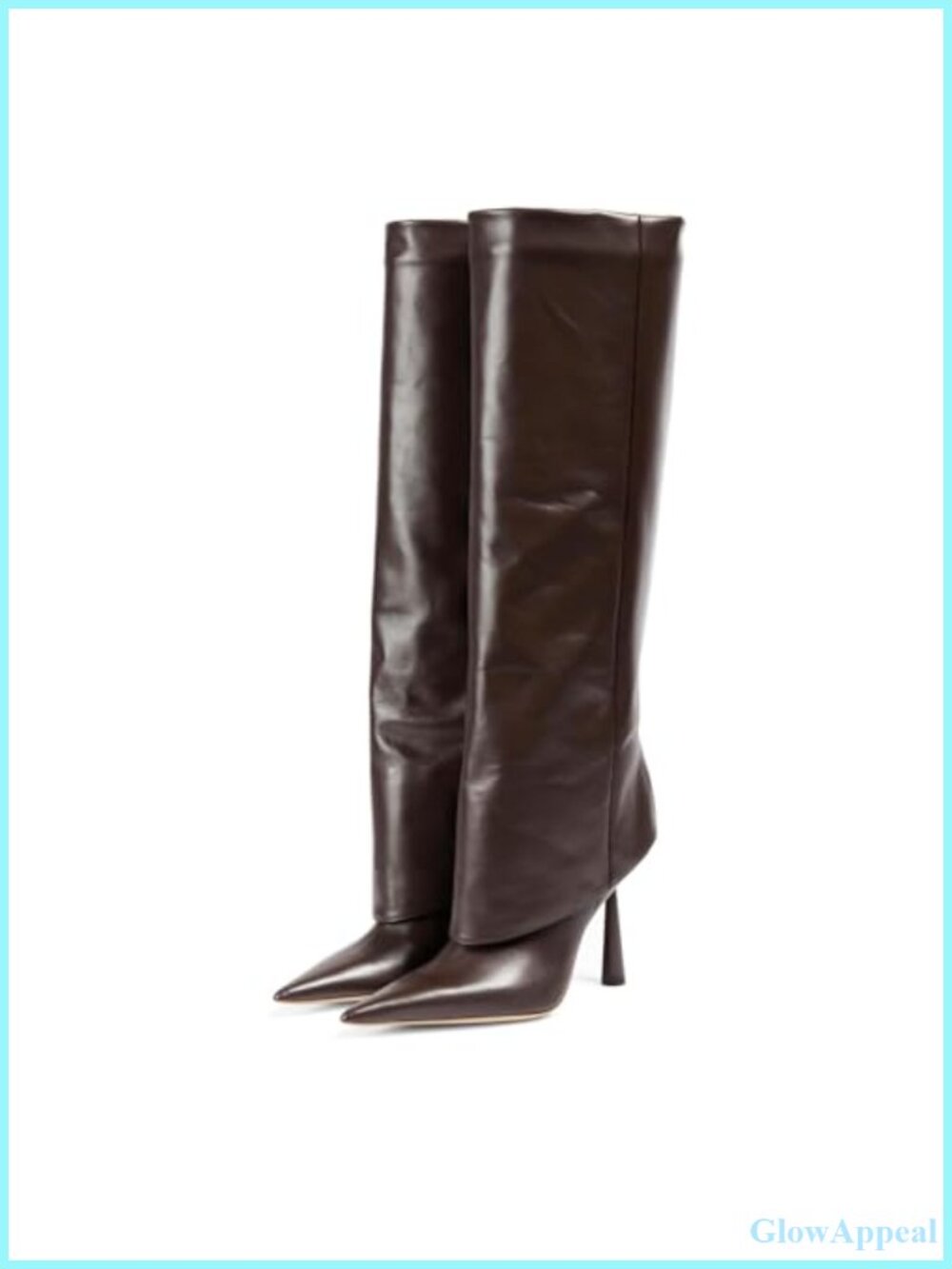 Pointed Toe Stiletto Knee High Boots Faux Leather Pull On Tall Boots
